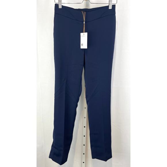NWT QUINCE Stretch Crepe Ankle Pants Zip Fly Elastic Waist Navy Blue Size 4 - Picture 1 of 12